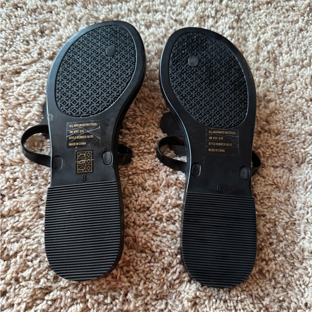 Tory Burch Black Sandals with Floral Accent - Picture 3 of 4